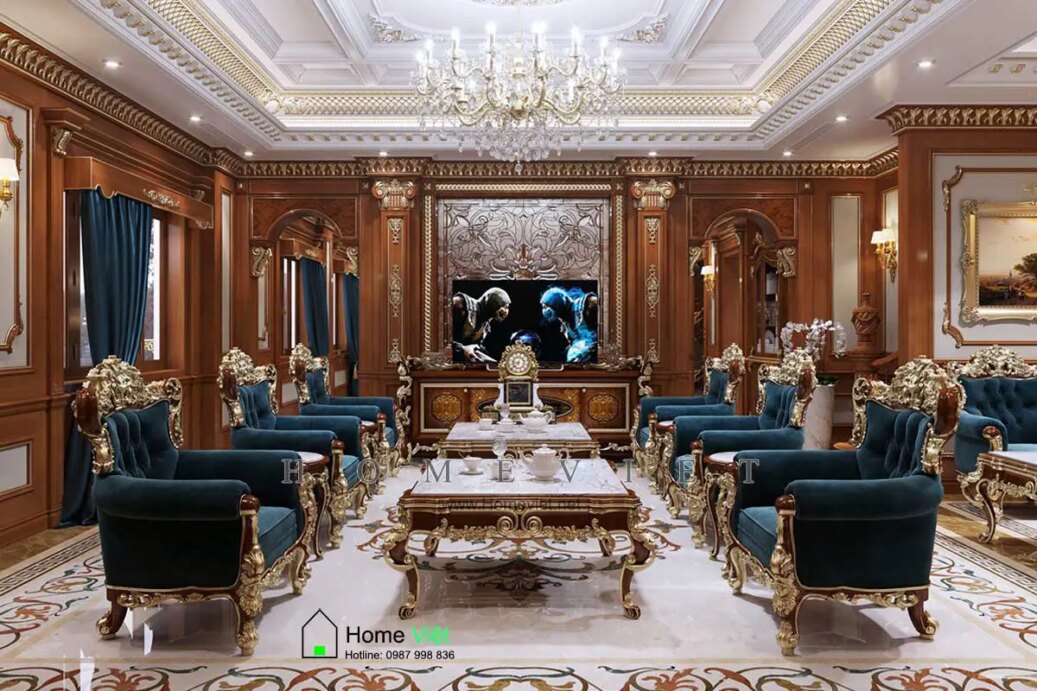 H Villa – Nội thất Tân Cổ Điển kiểu hoàng gia, sang trọng nổi bật với màu xanh mạnh mẽ