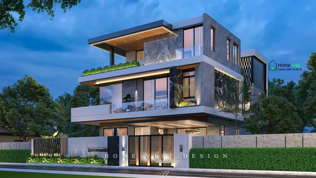 Thiết kế Biệt thự 3 tầng theo phong cách hiện đại sinh thái nghỉ dưỡng tại Quảng Bình