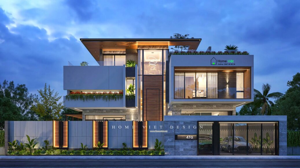 [HOA VILLA] Thiết kế Biệt thự 3 tầng phong cách hiện đại sinh thái được xây dựng tại Nghệ An