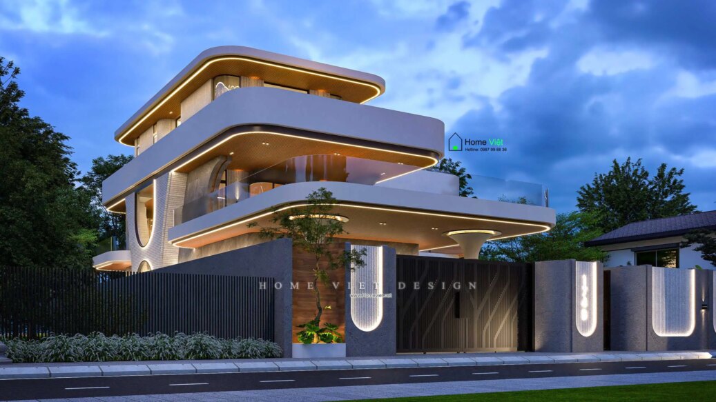 [Xuân An Villa] – Thiết kế Biệt thự 3 tầng hiện đại có view hồ tại Hưng Yên kiểu Du thuyền 5 sao